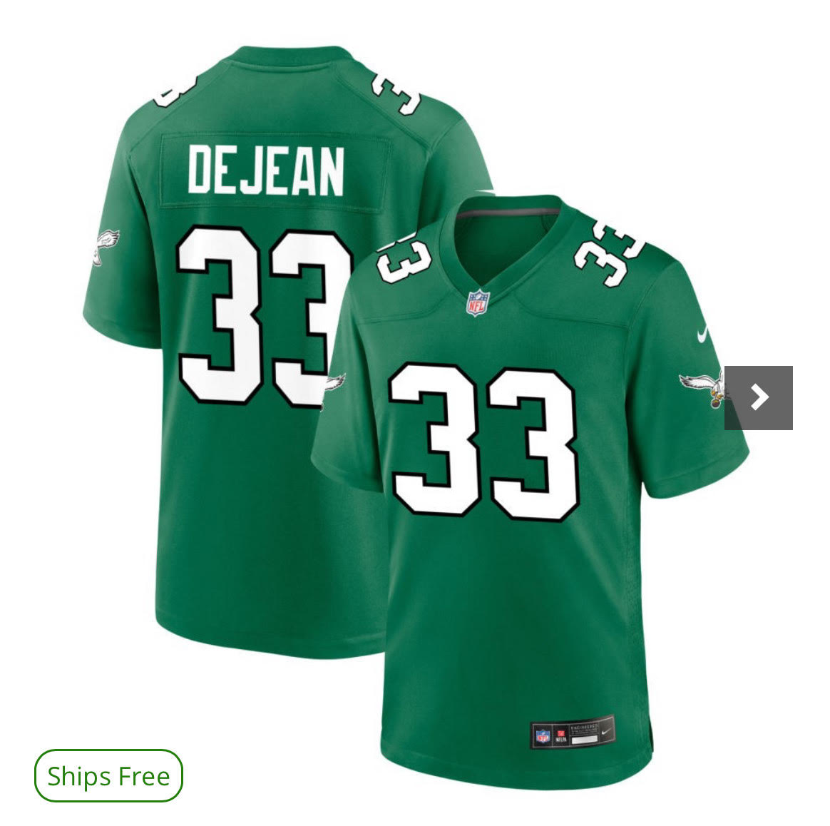 Men Philadelphia Eagles #33 Cooper DeJean  Nike Kelly Green Alternate Game NFL Jersey ->chicago bears->NFL Jersey
